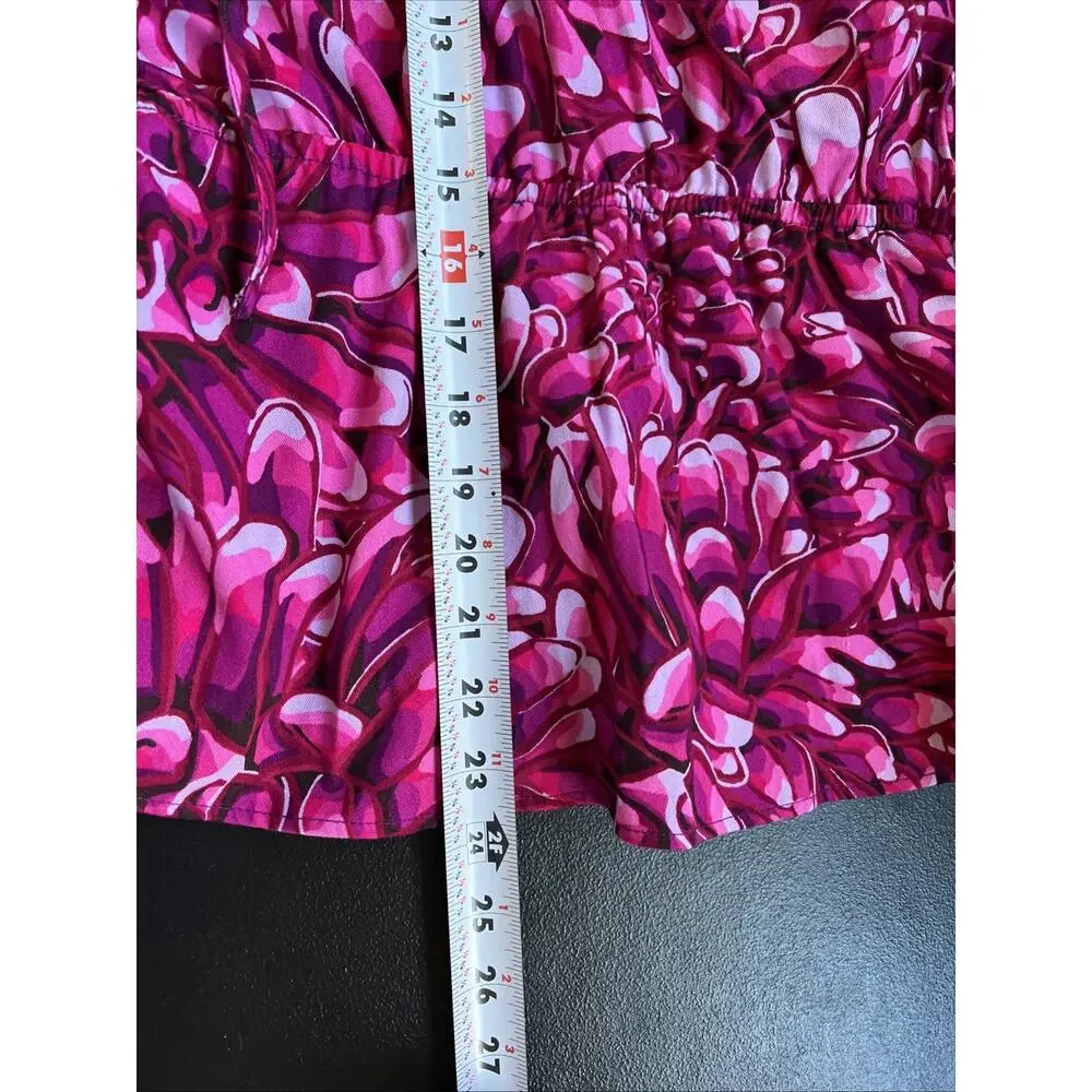 Kika Vargas x Target Blouse XL Pink Floral Bishop Puff Sleeves